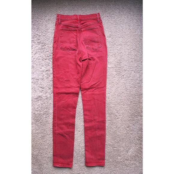 Helmut Lang Red Denim Oxi Zip Stonewash Archive Hi Straight Jeans 26 Edgy Fall - Picture 3 of 8